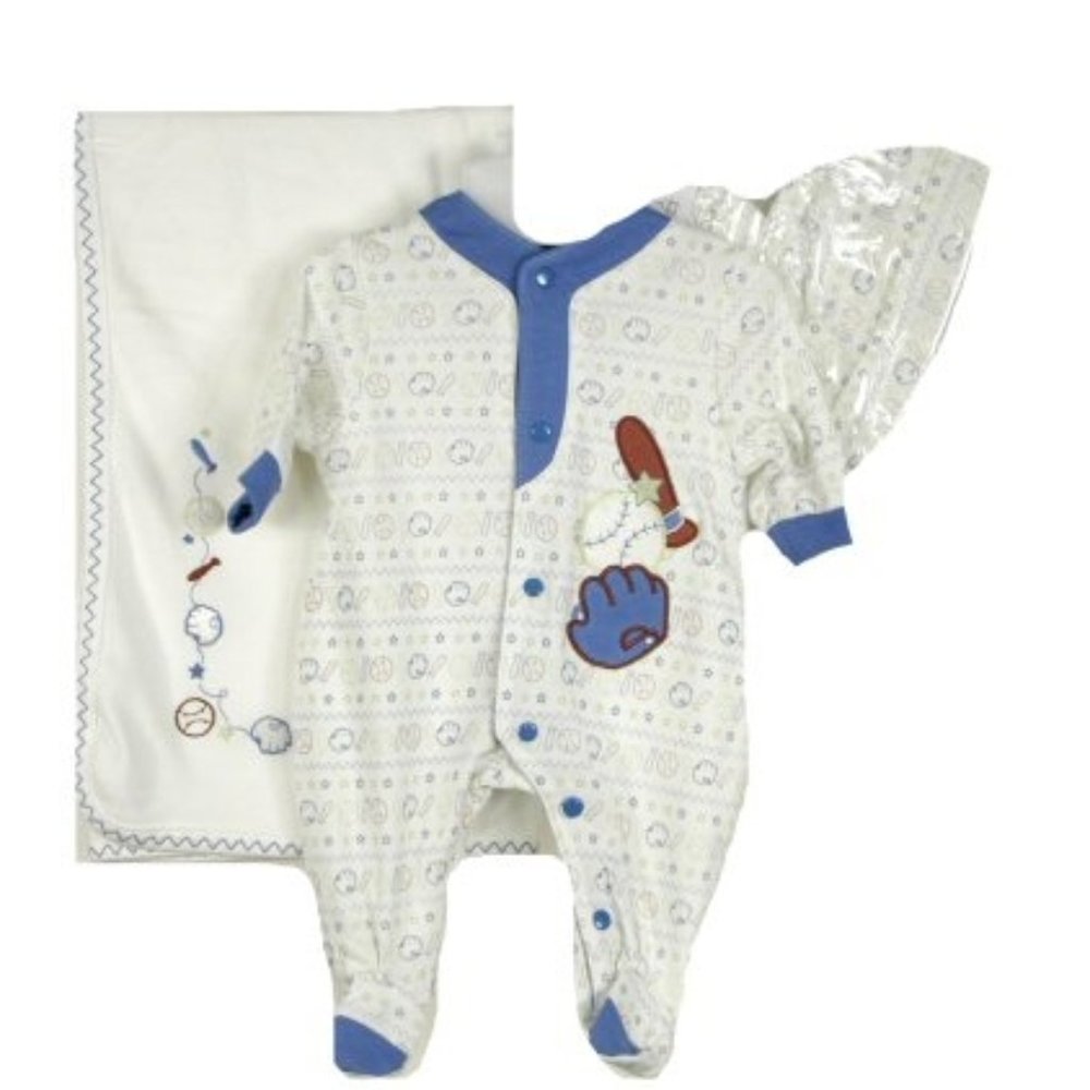 Baby Boy's 3 PC Preemie Baseball Coverall Set
